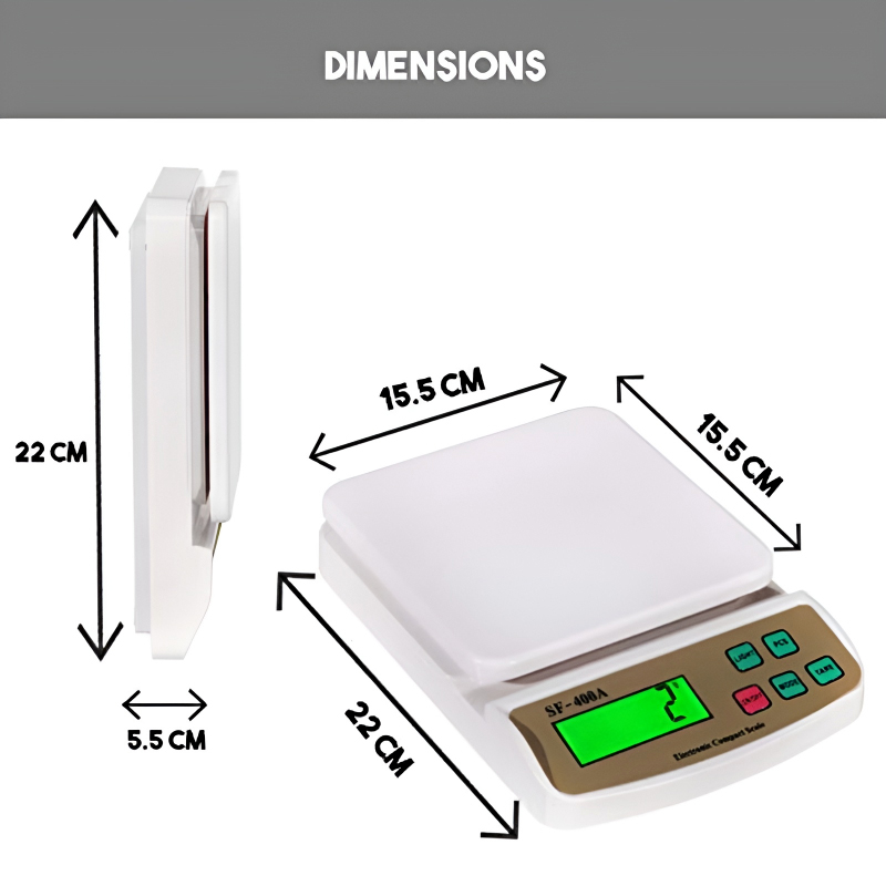 SF-400A Digital Kitchen Scale – 10kg/1g Precision with LCD Display & Dual Power Options - Image 3