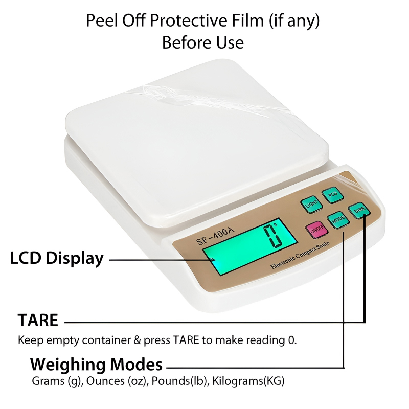 SF-400A Digital Kitchen Scale – 10kg/1g Precision with LCD Display & Dual Power Options - Image 11