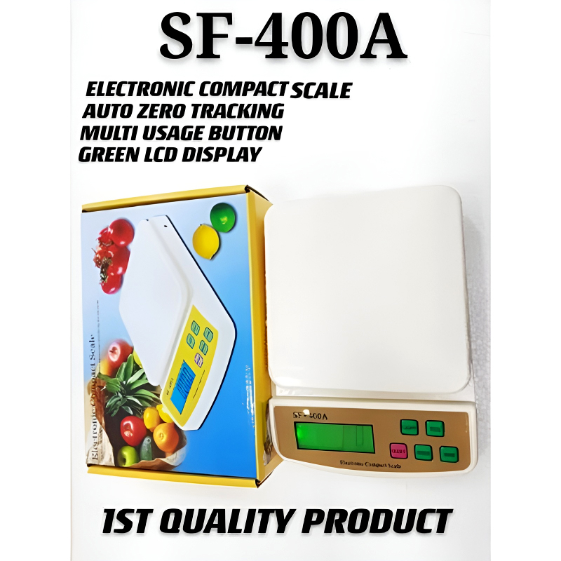 SF-400A Digital Kitchen Scale – 10kg/1g Precision with LCD Display & Dual Power Options