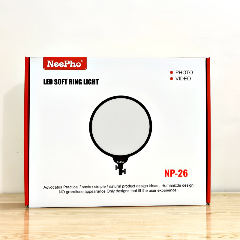 NP-26 NeePho 26 CM LED Soft Ring Light with 360° Rotating Pan Tilt and Three Color Temperature Modes - Image 13