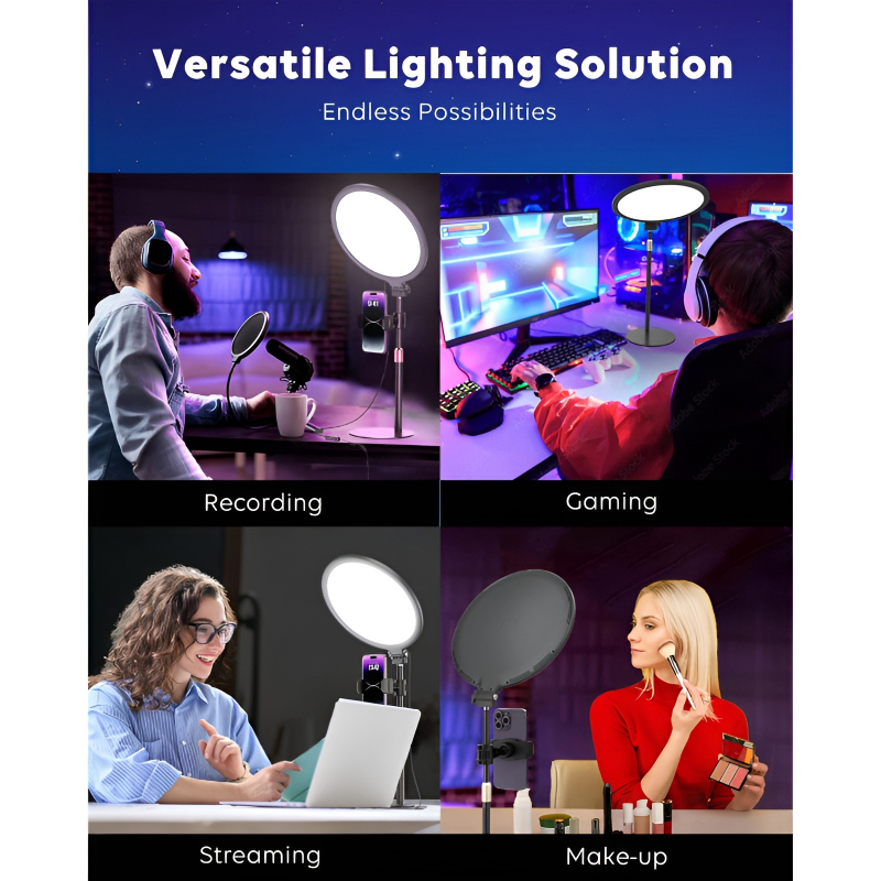 NP-26 NeePho 26 CM LED Soft Ring Light with 360° Rotating Pan Tilt and Three Color Temperature Modes - Image 12