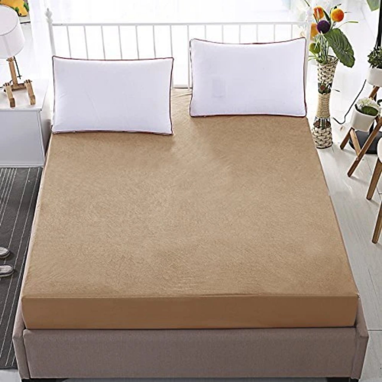 King Size Waterproof Mattress Cover Cotton Fitted Sheet Protector Bedsheet - Image 10