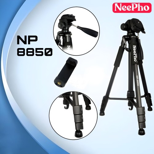 NeePho NP-8850 Professional Tripod For DSLR Camera And Phone With Quick Release Plate, Non-Slip Feet