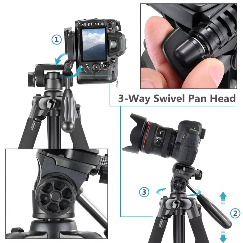 NeePho NP-8850 Professional Tripod For DSLR Camera And Phone With Quick Release Plate, Non-Slip Feet - Image 2