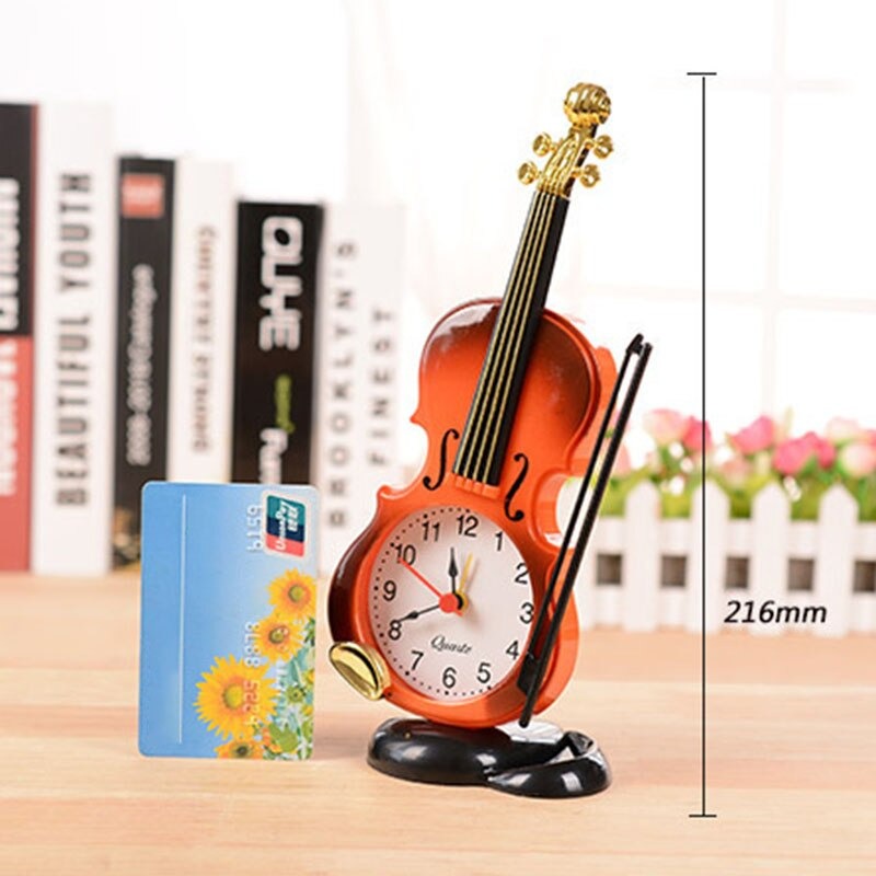 Creative Table Clock Student Violin Home Decor Fiddle Quartz Alarm Clock - Image 10