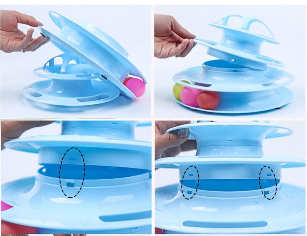 Four Levels Pet Cat Toy Tower Tracks Disc Cat Intelligence Interactive Ball Training Amusement Plate - Image 5