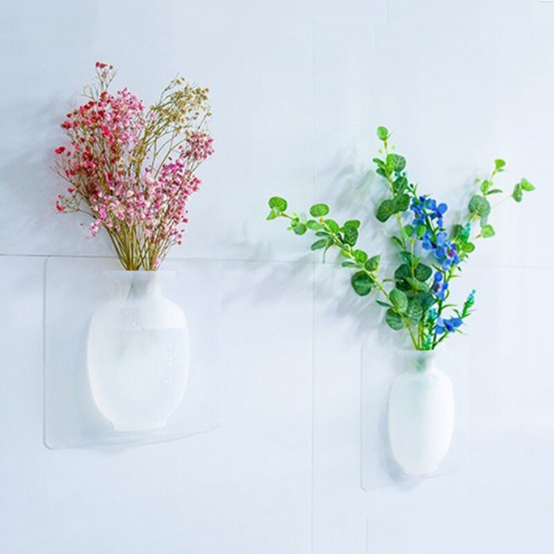 4 PCs Sticky Vase Wall Mounted Plant Holder Decorative Flower Display Vase Wall Decor - Image 8