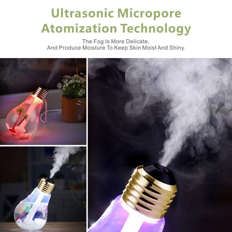 400ML Bulb Essential Oil Humidifier Ultrasonic Diffuser LED Night Light Air Freshener - Image 10