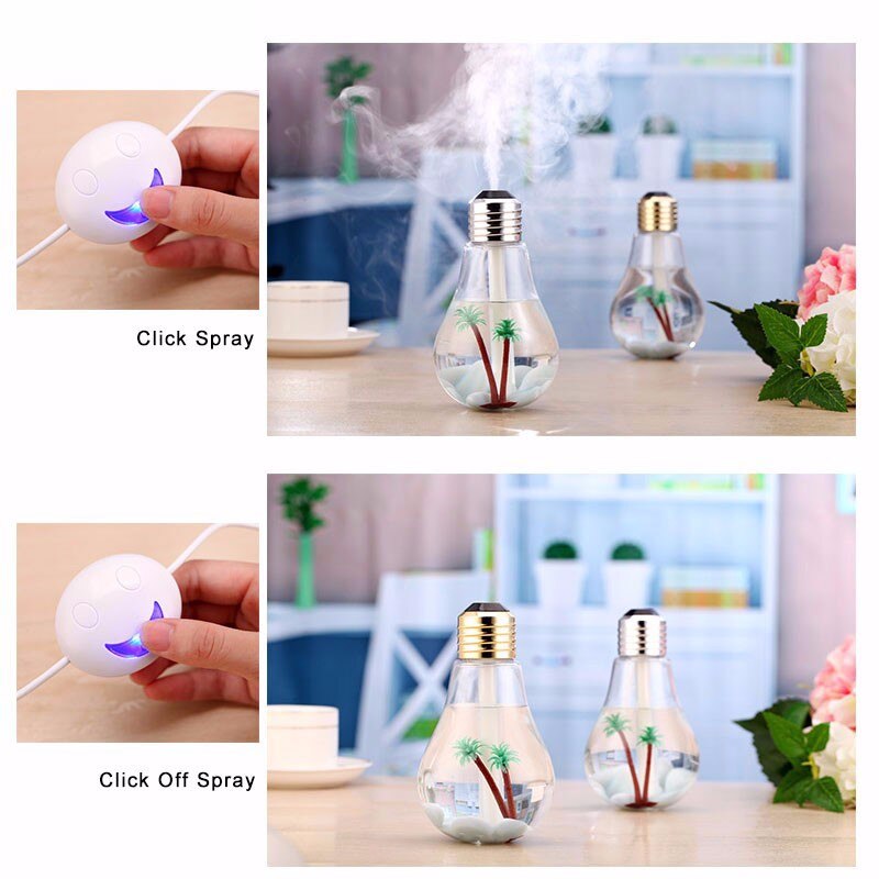 400ML Bulb Essential Oil Humidifier Ultrasonic Diffuser LED Night Light Air Freshener - Image 5