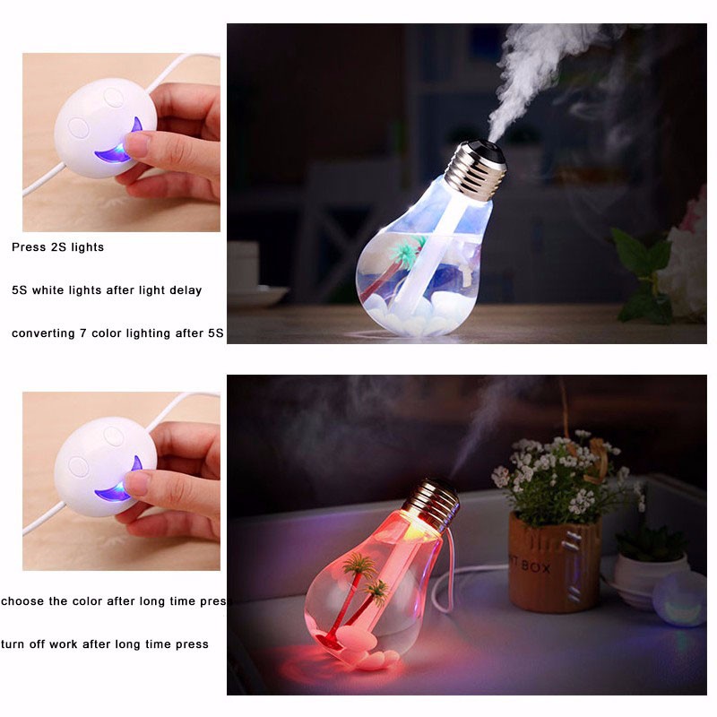 400ML Bulb Essential Oil Humidifier Ultrasonic Diffuser LED Night Light Air Freshener - Image 6