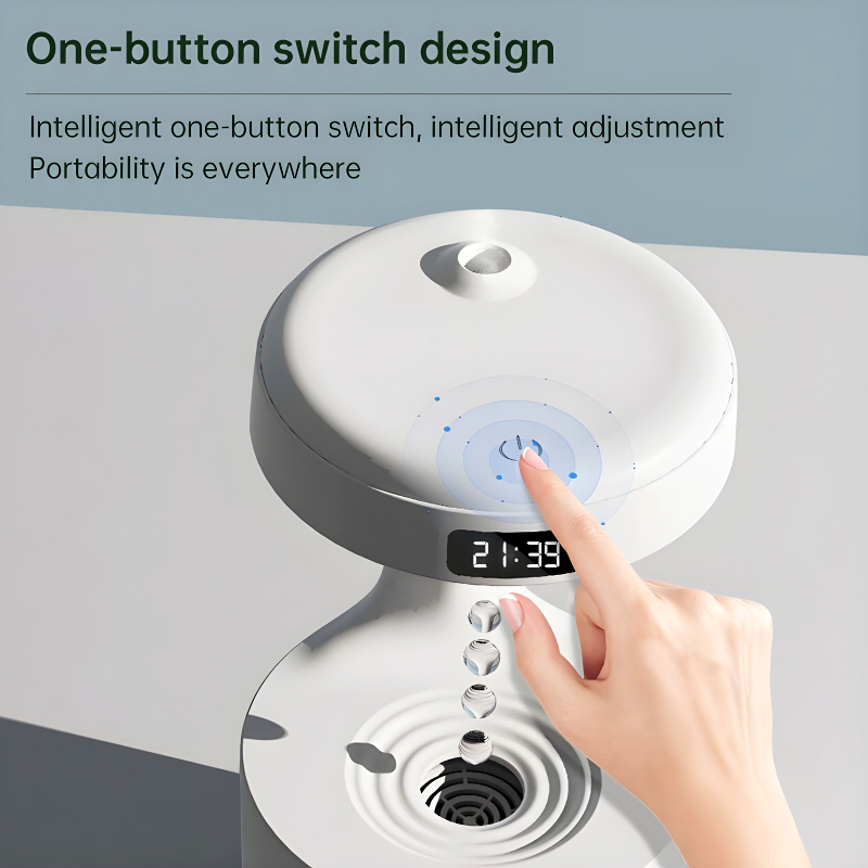 600ml Anti-Gravity Cool Mist Humidifier With Clock & Aroma Diffuser For Office And Bedroom - Image 25
