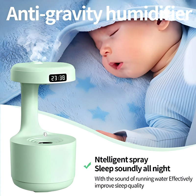 600ml Anti-Gravity Cool Mist Humidifier With Clock & Aroma Diffuser For Office And Bedroom - Image 28