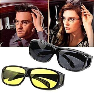 Pack Of 2 HD Night Vision Glasses for Night Driving Protective Eyewear Anti Glare and Sunglasses