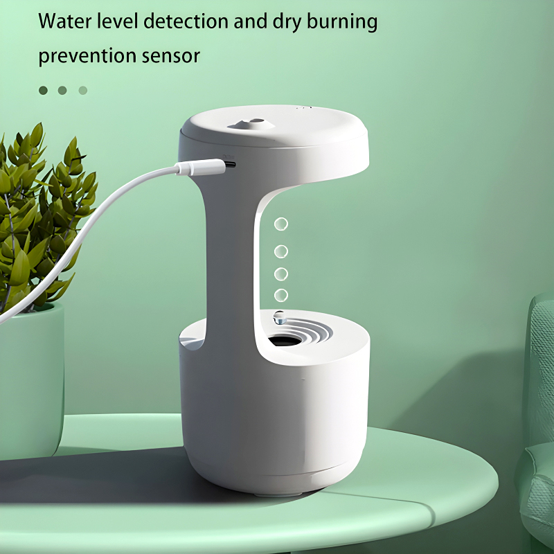 600ml Anti-Gravity Cool Mist Humidifier With Clock & Aroma Diffuser For Office And Bedroom - Image 21