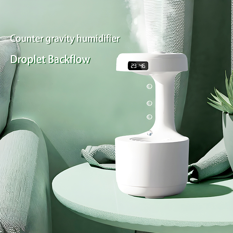 600ml Anti-Gravity Cool Mist Humidifier With Clock & Aroma Diffuser For Office And Bedroom - Image 13