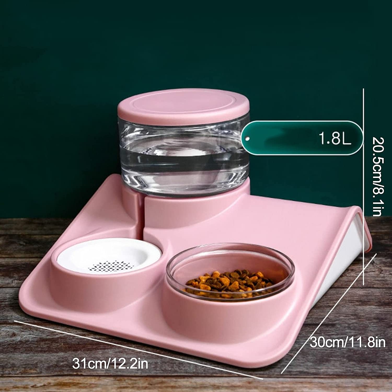 1.8L Automatic Water Dispenser And Pet Food Bowl Set