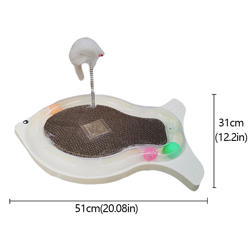 Fish-Shaped Cat Scratch Board Spring Rat Rolling Ball Cat Paradise Reduce Cat Loneliness Toy - Image 5