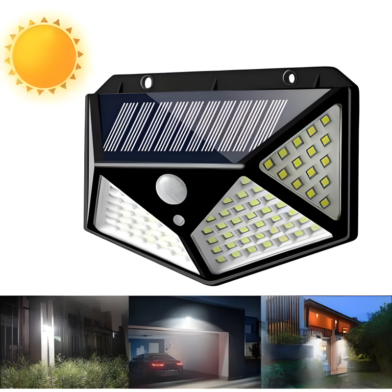 100 LEDs Rechargeable Motion Sensor Solar Interaction Waterproof Wall Lamp - Image 17