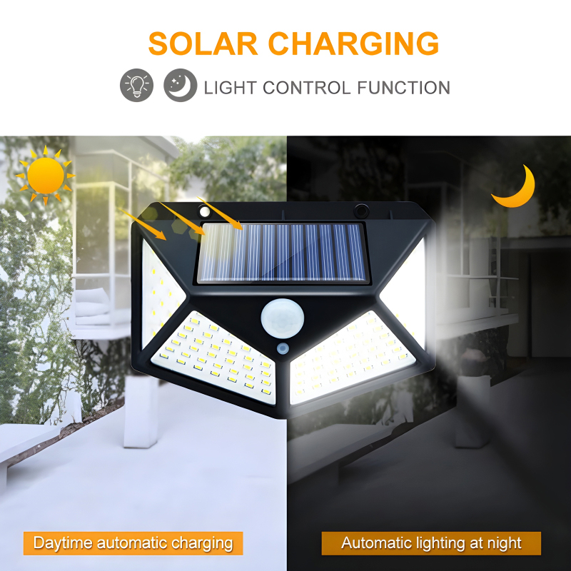 100 LEDs Rechargeable Motion Sensor Solar Interaction Waterproof Wall Lamp - Image 16