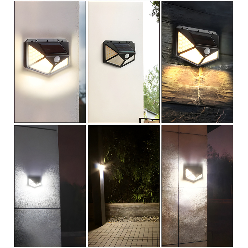 100 LEDs Rechargeable Motion Sensor Solar Interaction Waterproof Wall Lamp - Image 13