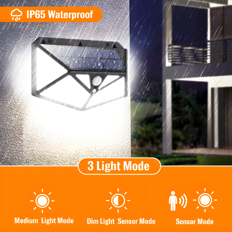 100 LEDs Rechargeable Motion Sensor Solar Interaction Waterproof Wall Lamp - Image 8