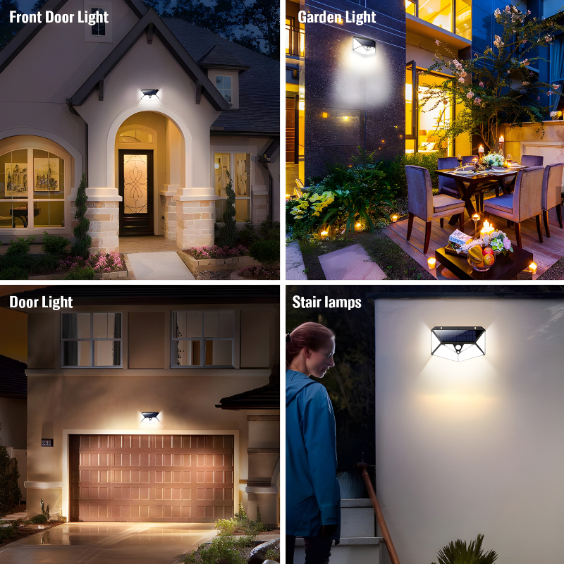 100 LEDs Rechargeable Motion Sensor Solar Interaction Waterproof Wall Lamp - Image 6