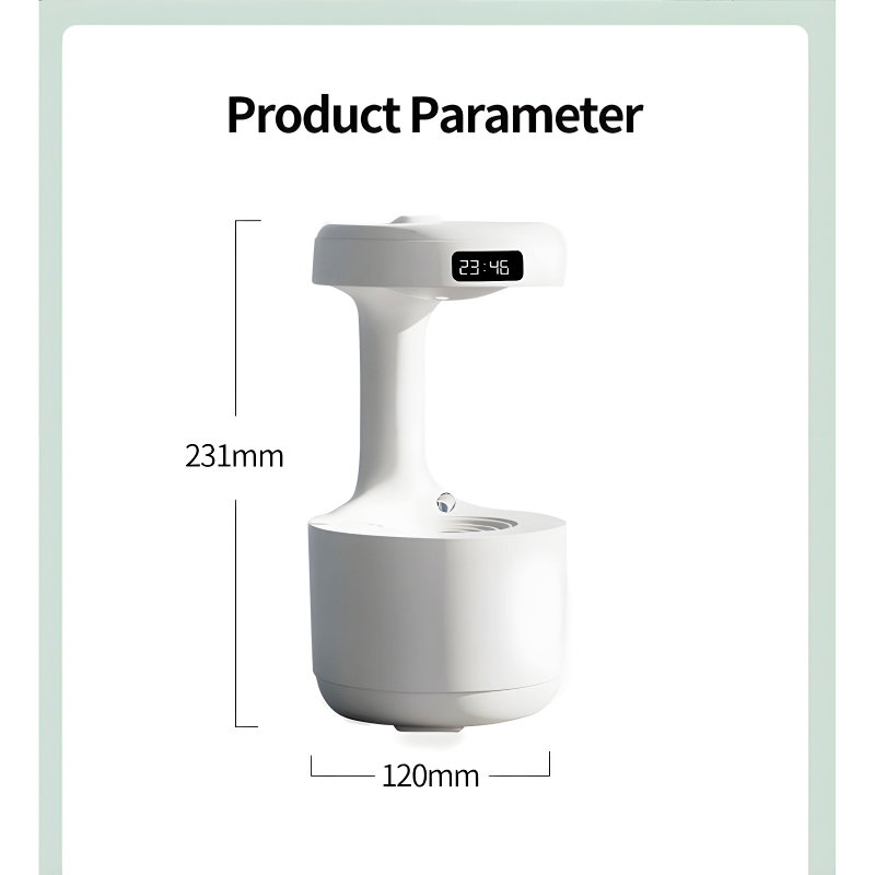 600ml Anti-Gravity Cool Mist Humidifier With Clock & Aroma Diffuser For Office And Bedroom - Image 6