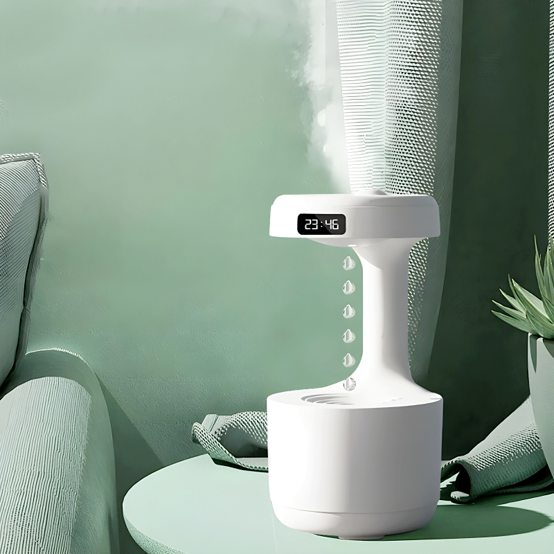 600ml Anti-Gravity Cool Mist Humidifier With Clock & Aroma Diffuser For Office And Bedroom - Image 4