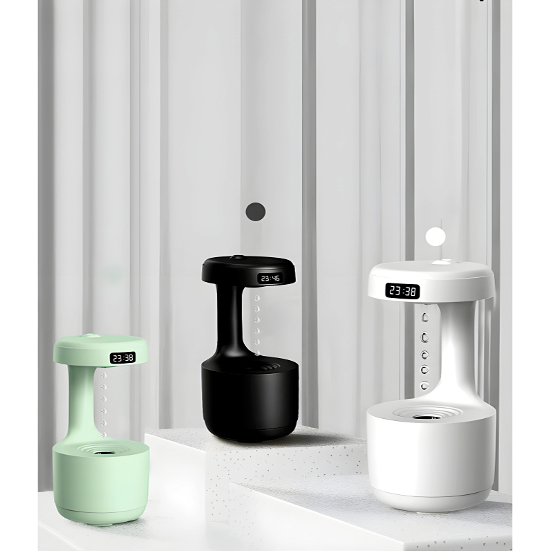 600ml Anti-Gravity Cool Mist Humidifier With Clock & Aroma Diffuser For Office And Bedroom - Image 11