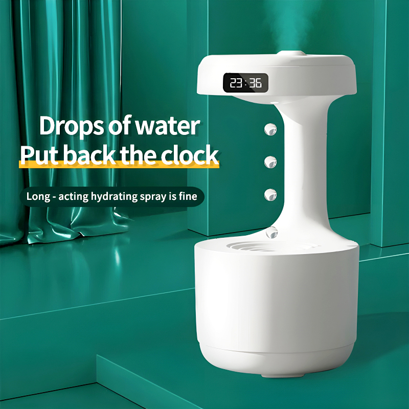 600ml Anti-Gravity Cool Mist Humidifier With Clock & Aroma Diffuser For Office And Bedroom - Image 8