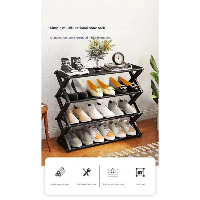 4 Layers X-Type Foldable Fashion Shoe Organizer Stand - Image 2
