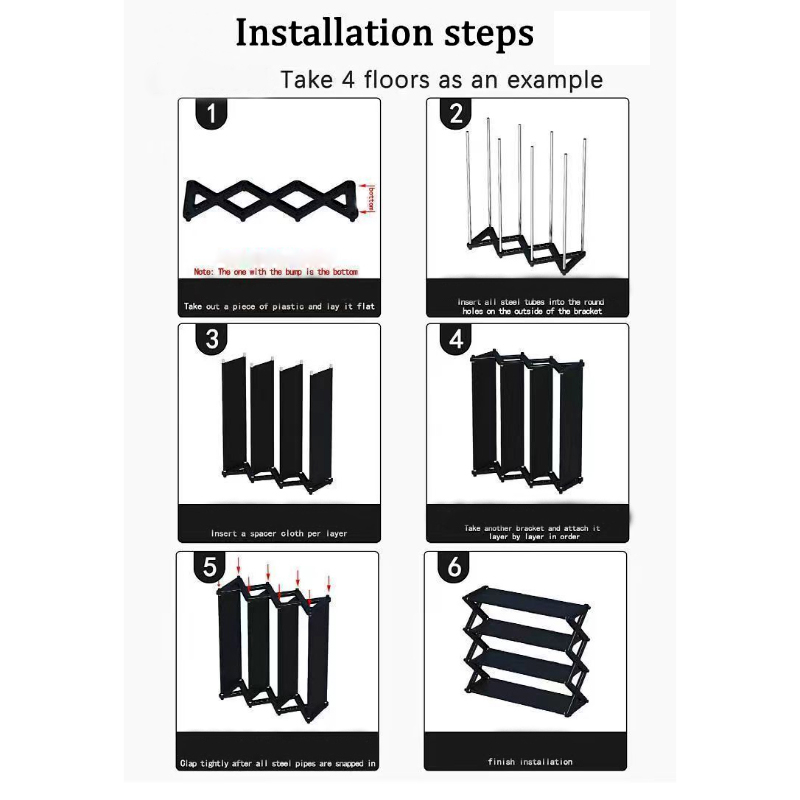 4 Layers X-Type Foldable Fashion Shoe Organizer Stand - Image 7