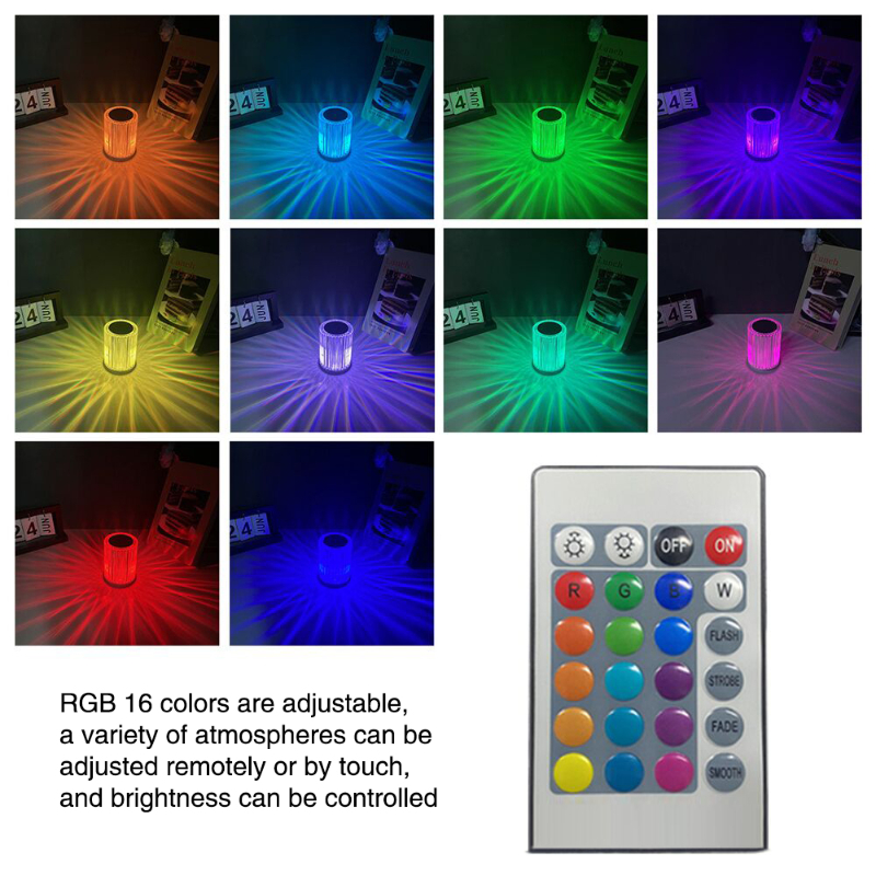 Portable USB Rechargeable RGB Lighting Crystal Touch Control Table Lamp - Image 5