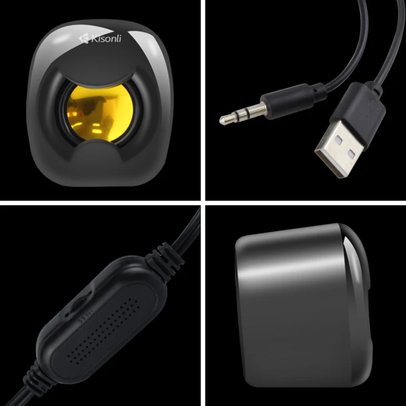 Kisonli A-202 Compact Stereo USB 2.0 PC Speakers with Deep Bass and AUX Input - Image 10