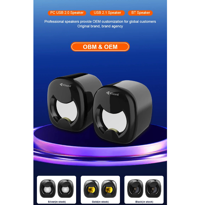 Kisonli A-202 Compact Stereo USB 2.0 PC Speakers with Deep Bass and AUX Input - Image 2