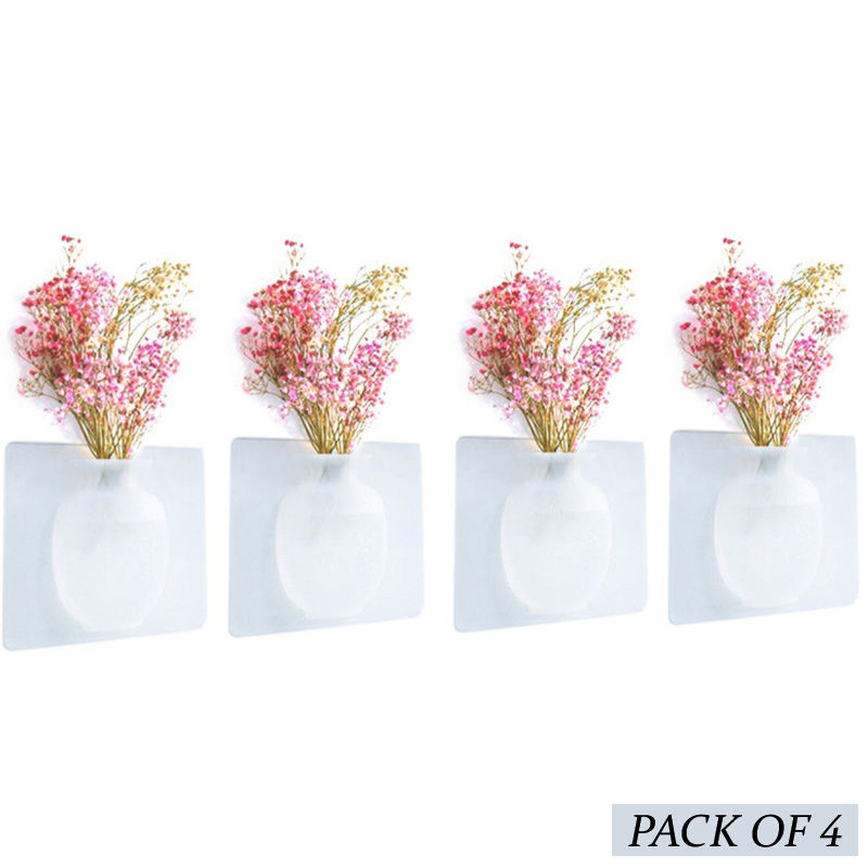 4 PCs Sticky Vase Wall Mounted Plant Holder Decorative Flower Display Vase Wall Decor - Image 3