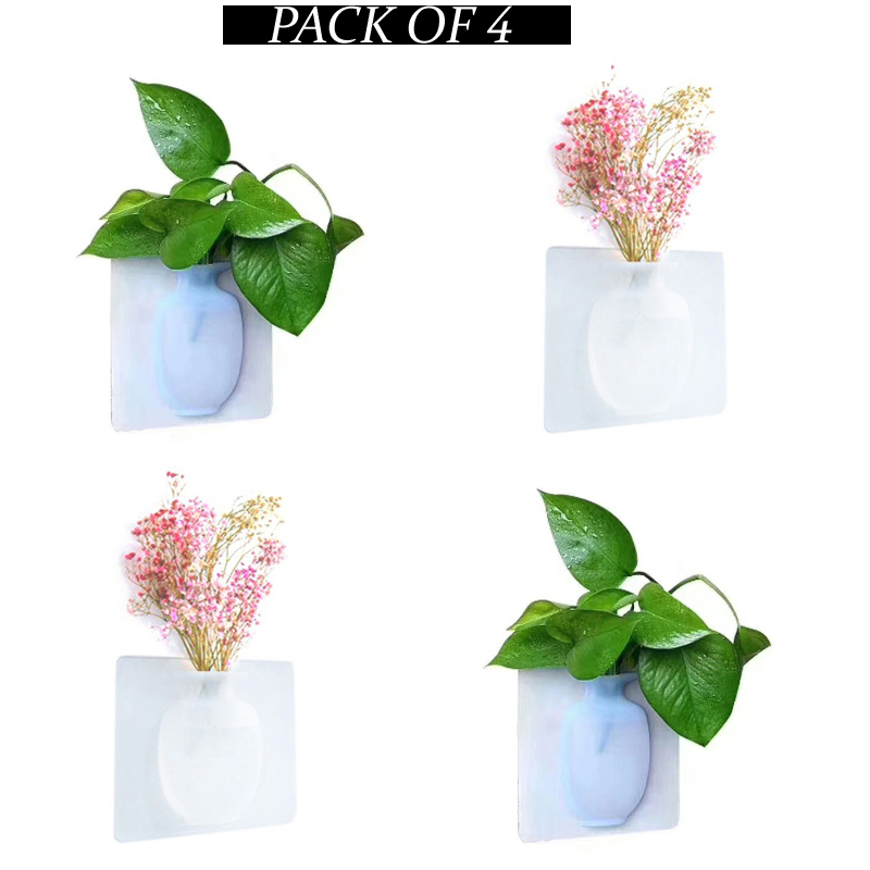 4 PCs Sticky Vase Wall Mounted Plant Holder Decorative Flower Display Vase Wall Decor - Image 4
