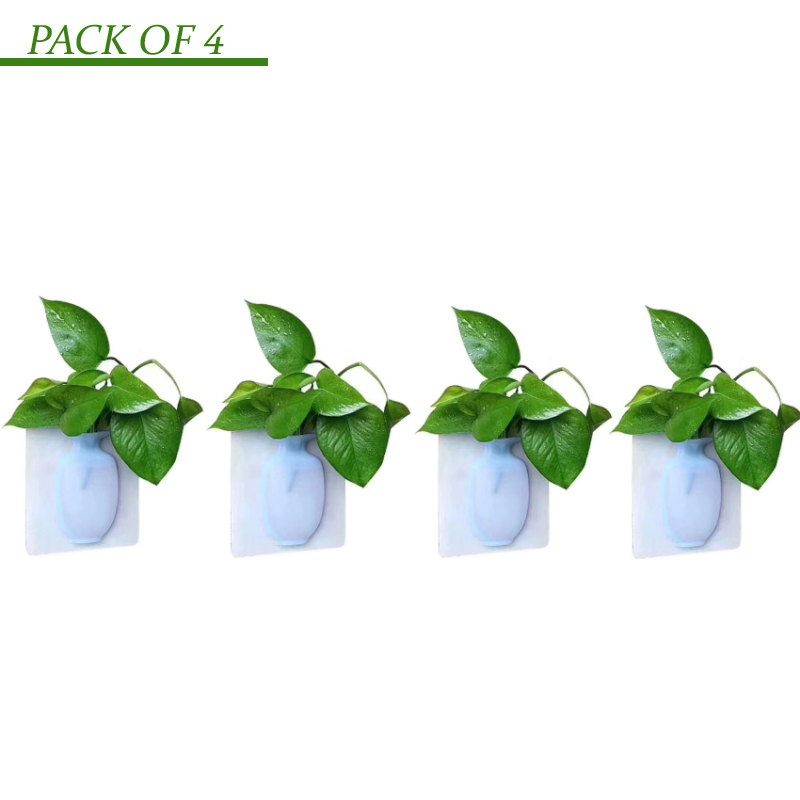 4 PCs Sticky Vase Wall Mounted Plant Holder Decorative Flower Display Vase Wall Decor - Image 2