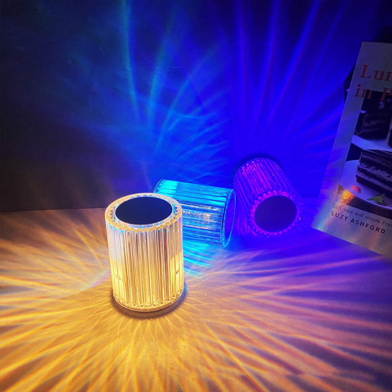 Portable USB Rechargeable RGB Lighting Crystal Touch Control Table Lamp - Image 2