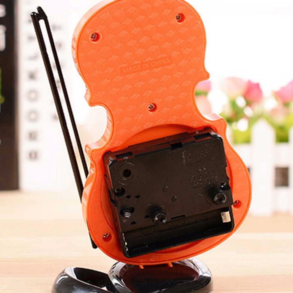 Creative Table Clock Student Violin Home Decor Fiddle Quartz Alarm Clock - Image 2