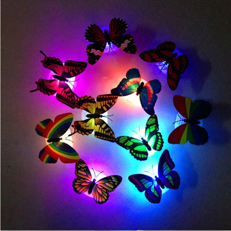 5 Pieces Set Of Colorful Changing Butterflies LED Night Light Lamp Home Glow In The Dark Room - Image 2