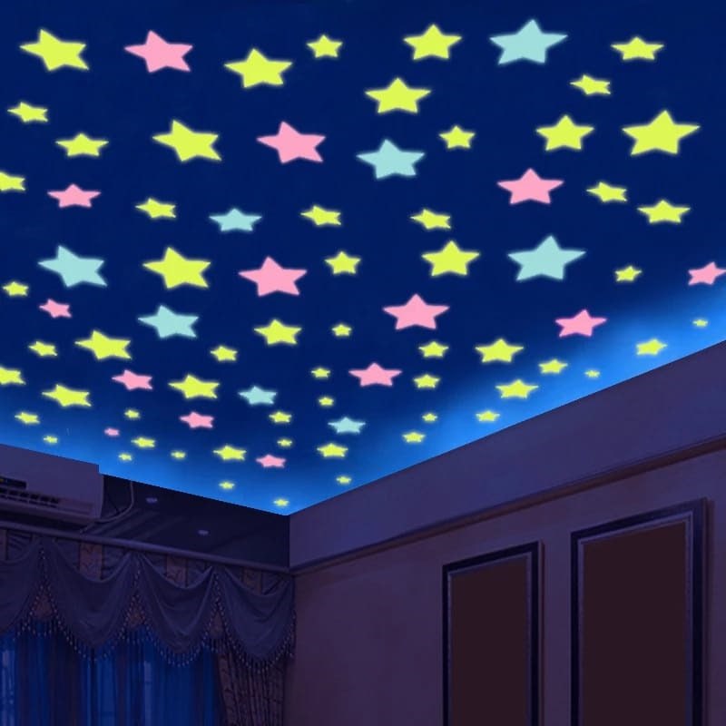 Pack Of 4 x 100 Pcs Glow In The Dark Stars Wall Stickers - Image 9