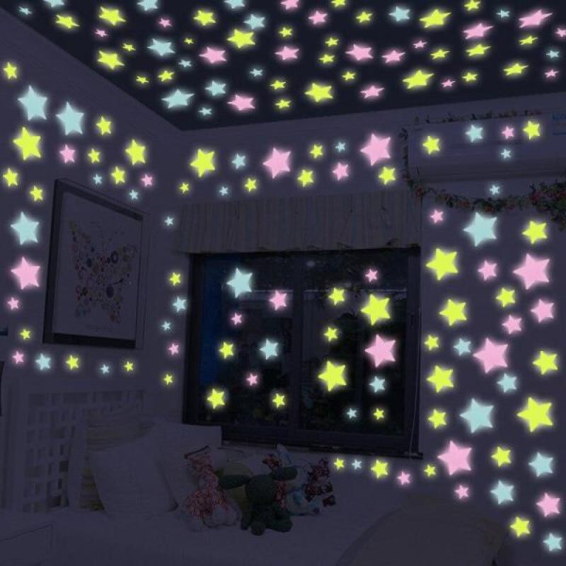 Pack Of 4 x 100 Pcs Glow In The Dark Stars Wall Stickers - Image 8