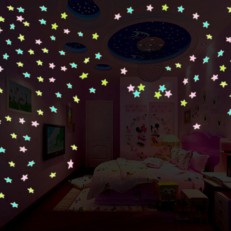 Pack Of 4 x 100 Pcs Glow In The Dark Stars Wall Stickers - Image 7