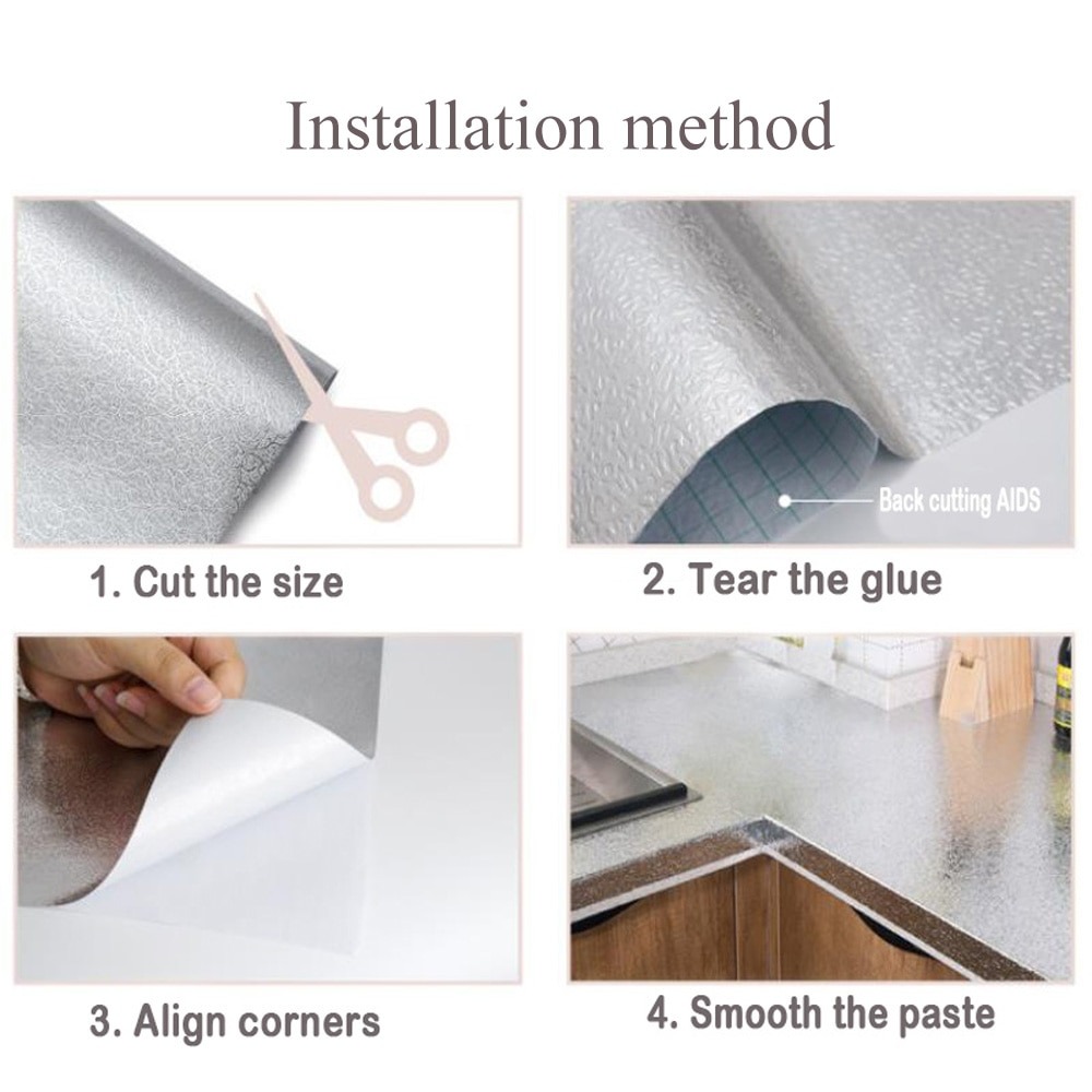 40 X 200cm Kitchen Oil-Proof Waterproof Stickers Aluminum Self Adhesive Wall Sticker - Image 6