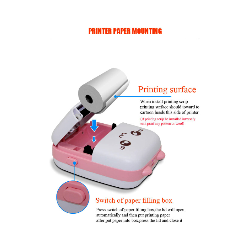 Mini Portable Pocket Size 57mm Wireless Bluetooth Cute Cat Shape Printer - Image 10
