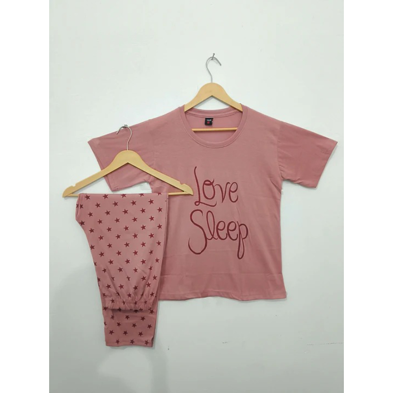 Premium Quality Soft And Comfortable Cotton Love Sleep Printed Jersey Night Wear Set - Image 5