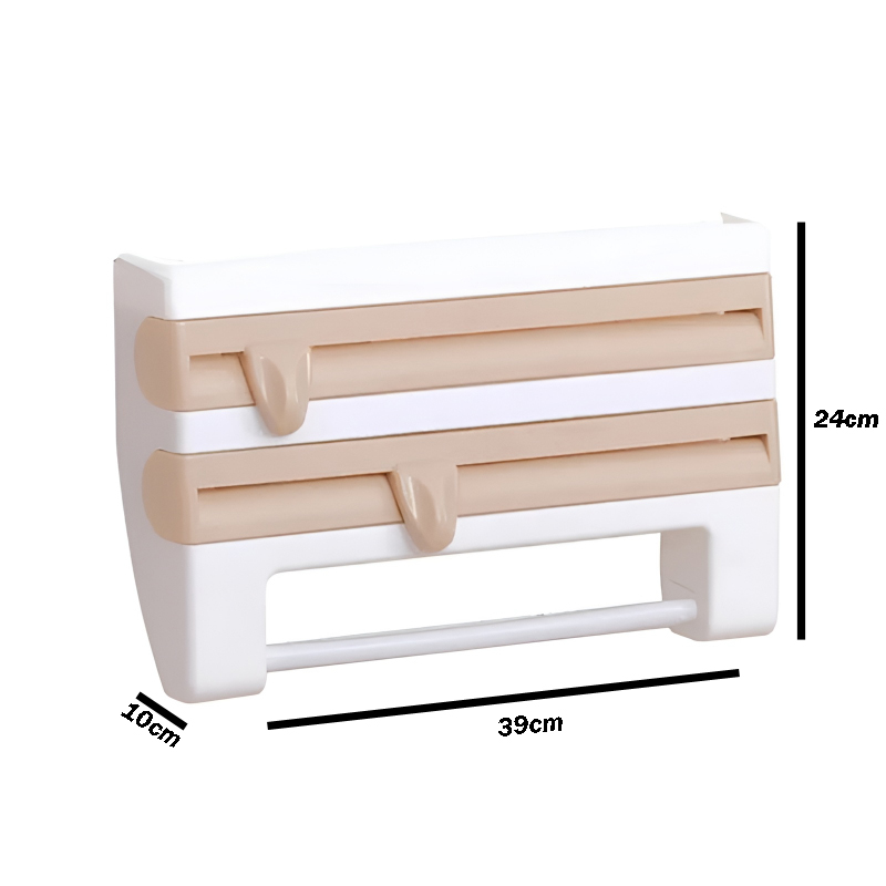 4-in-1 Multi-Purpose Wall-Mounted Kitchen Organizer Shelf with Foil Dispenser - Image 2