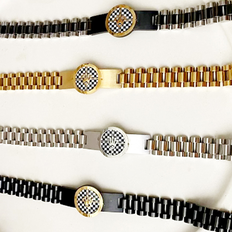 Premium Stainless Steel Checkerboard Bracelet – Unisex Fashion Wristband for Men & Women - Image 5