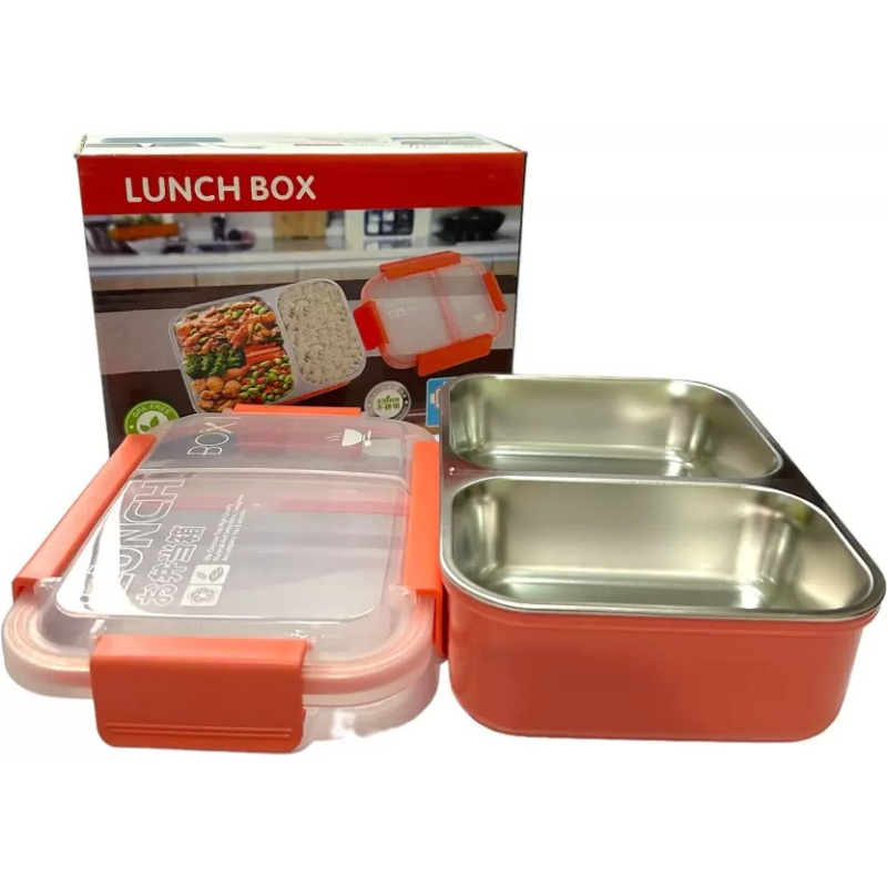 Dual-Compartment Leak-Proof Stainless Steel Lunch Box for Kids and Office
